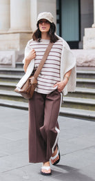 Buy Feather & Noise - Noah Wide Pant - Chocolate Cream Stripe by Feather & Noise - at Hamish & Grace