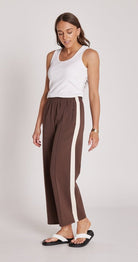 Buy Feather & Noise - Noah Wide Pant - Chocolate Cream Stripe by Feather & Noise - at Hamish & Grace