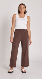 Buy Feather & Noise - Noah Wide Pant - Chocolate Cream Stripe by Feather & Noise - at Hamish & Grace