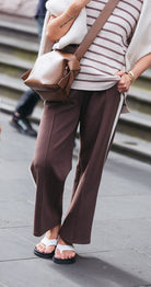 Buy Feather & Noise - Noah Wide Pant - Chocolate Cream Stripe by Feather & Noise - at Hamish & Grace