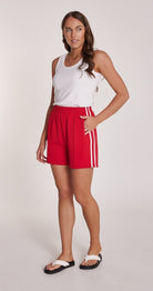 Buy Feather & Noise - Noah Wide Shorts - Red Stripe by Feather & Noise - at Hamish & Grace