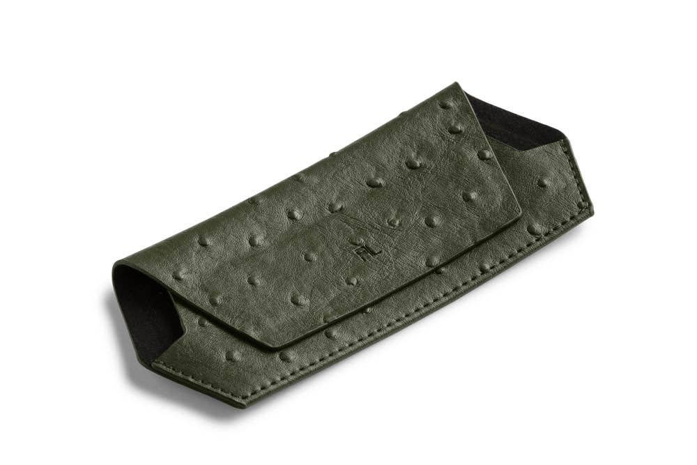 Buy Fox and Leo glasses case Ostrich print - Olive by FOX AND LEO - at Hamish + Grace