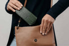 Buy Fox and Leo glasses case Ostrich print - Olive by FOX AND LEO - at Hamish + Grace