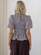 Buy Gingham Balloon Sleeve Top - Black by Smaibulin - at Hamish + Grace