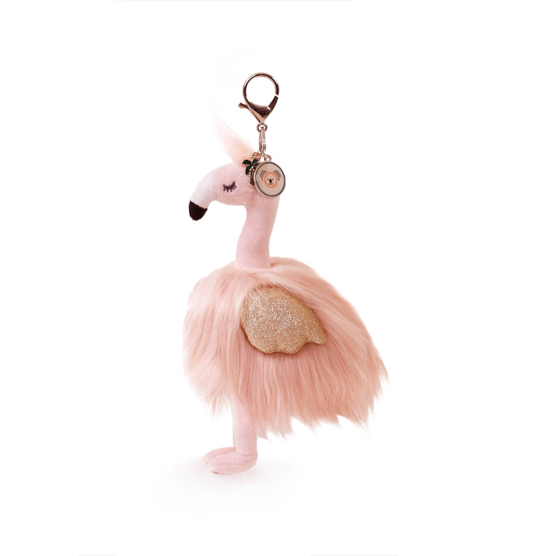OB Australia Baby + Child Gloria Flamingo Bag Charm (Vegan Angora) 7"/ 18 cm