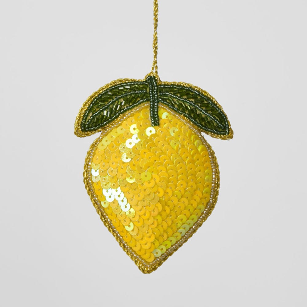 Buy G&T Partner - Lemon - Sequin Tree Hanging Decoration by Velvet + Vixen - at Hamish + Grace