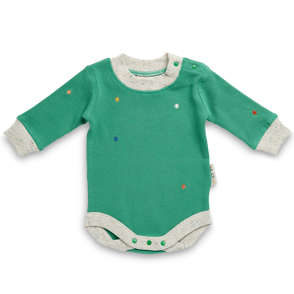 Buy Halcyon Nights - Forest Green Organic Long Sleeve Bodysuit by Halcyon Nights - at Hamish & Grace