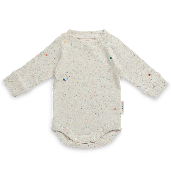 Buy Halcyon Nights - Silver Speckle Organic LS Bodysuit by Halcyon Nights - at Hamish & Grace