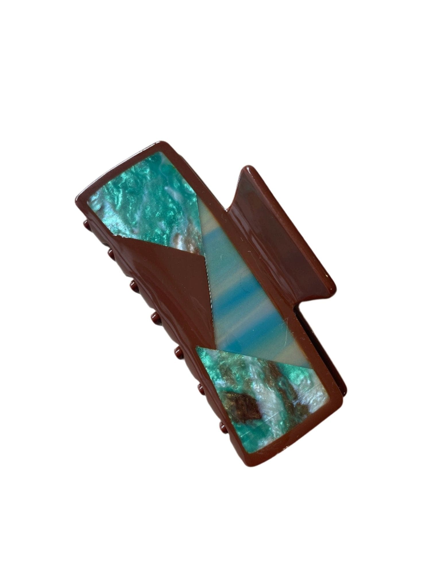 Hamish & Grace Chocolate Aqua Pearl Claw Clip