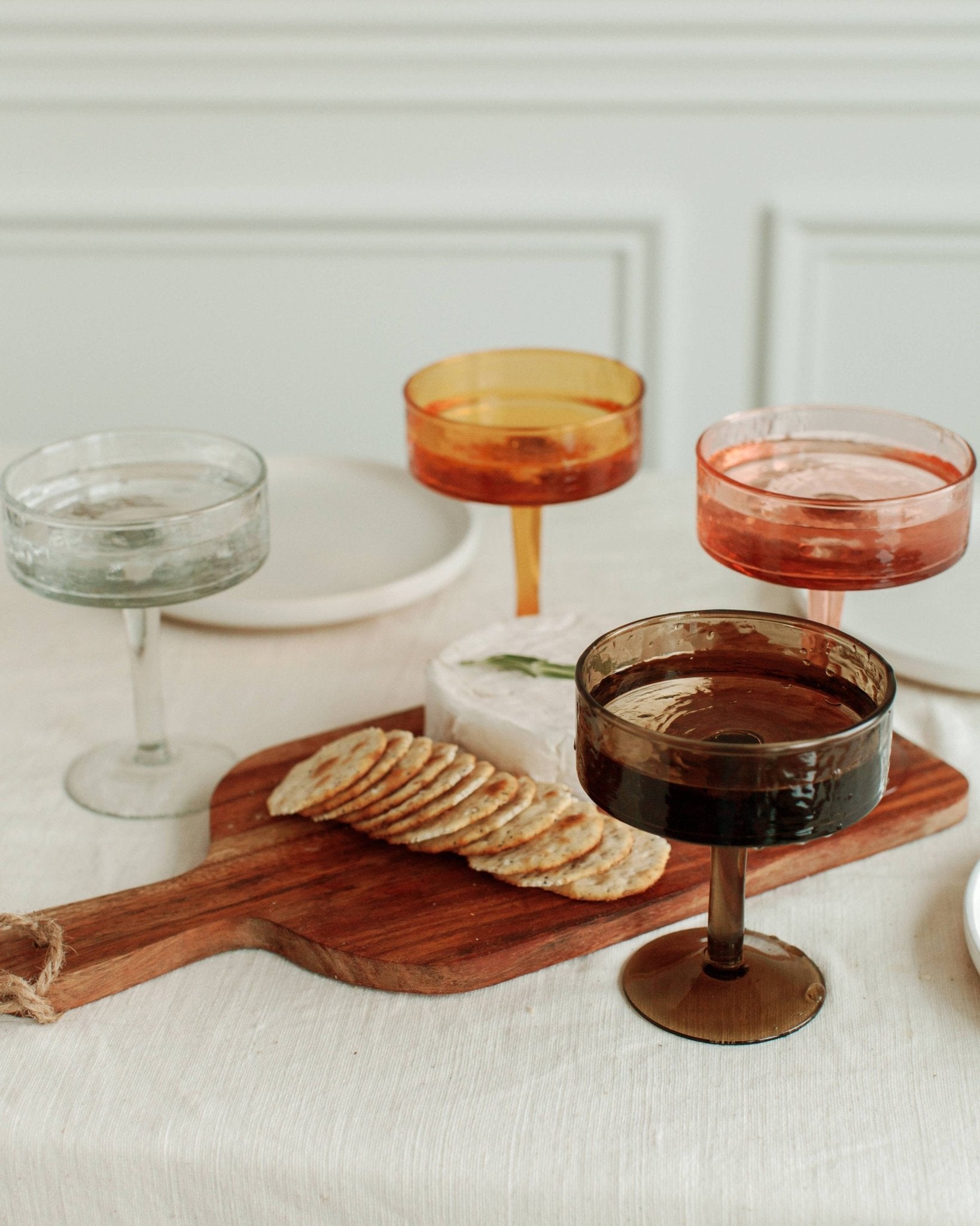 Buy Handblown Hammered Coupe Cocktail Glass Pair: Blue by Creative Women Australia - at Hamish & Grace