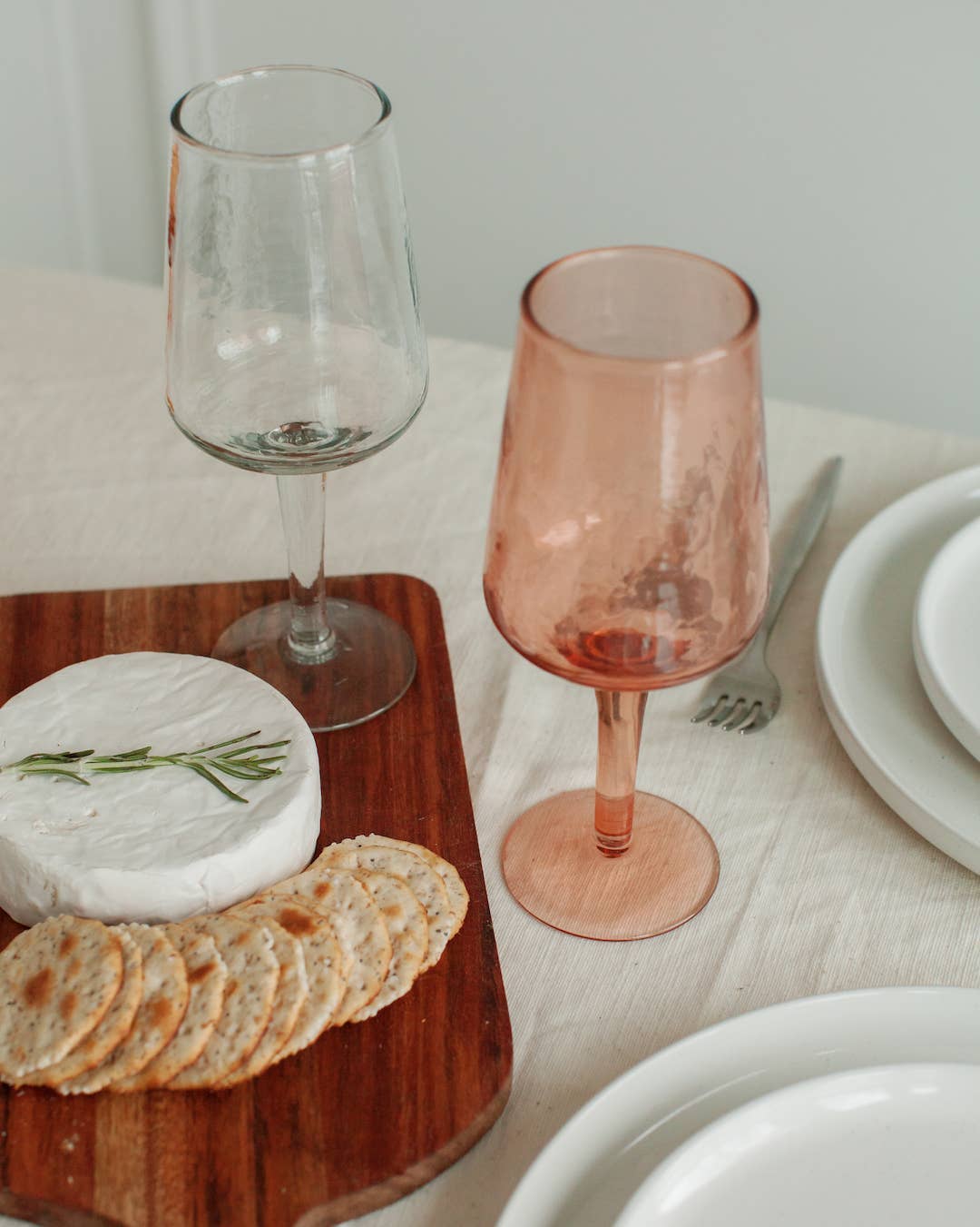 Buy Handblown Hammered Wine Glass Pair: Clear by Creative Women Australia - at Hamish & Grace