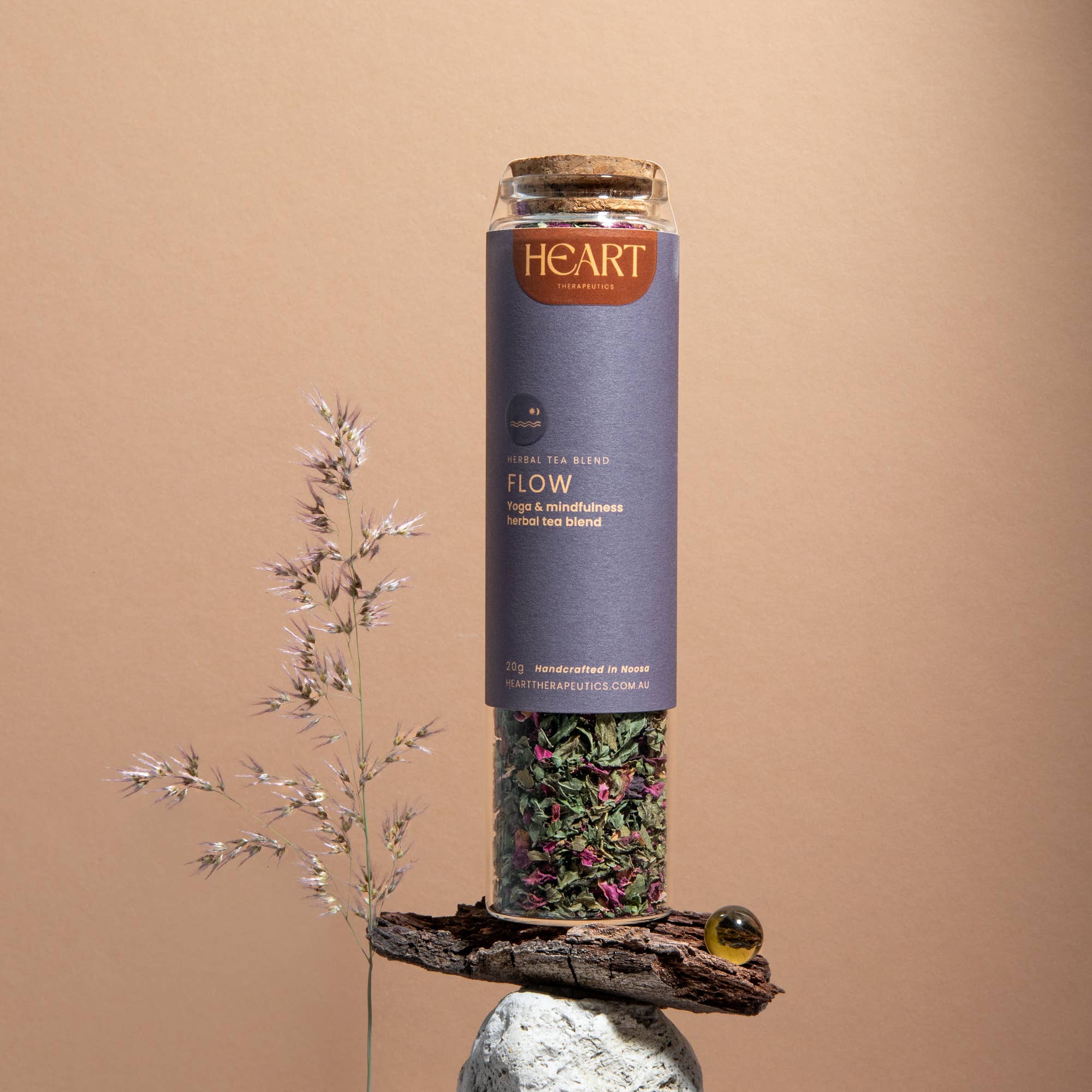 Heart Therapeutics Lifestyle FLOW ~ Yoga and mindfulness herbal tea blend: Small glass jar 25g (0.88oZ)