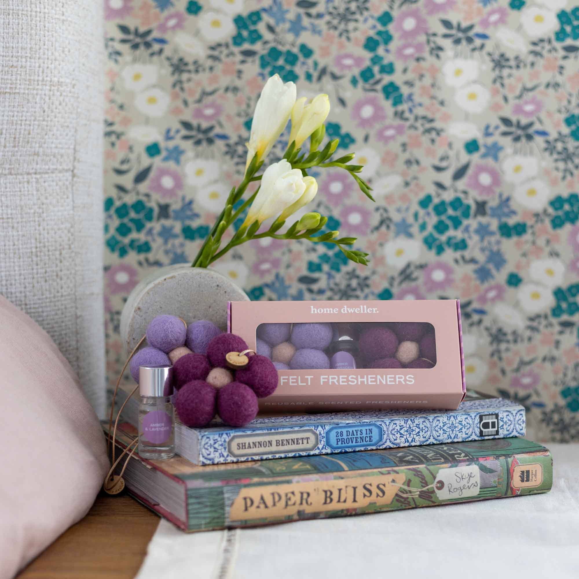 Home Dweller Homewares Felt Flower Fresheners - Amber & Lavender
