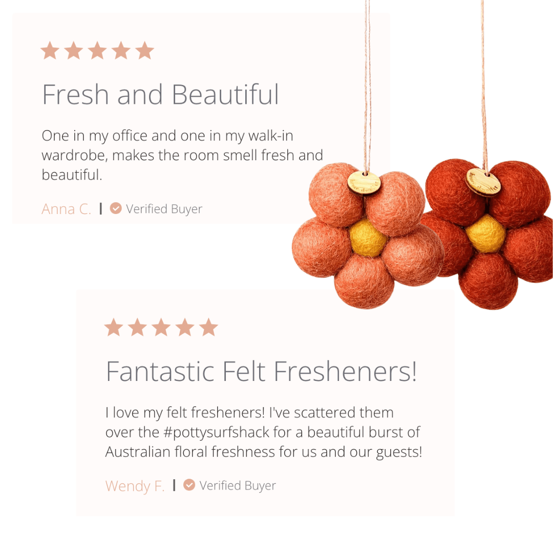 Home Dweller Homewares Felt Flower Fresheners - Blue Cypress & Jasmine