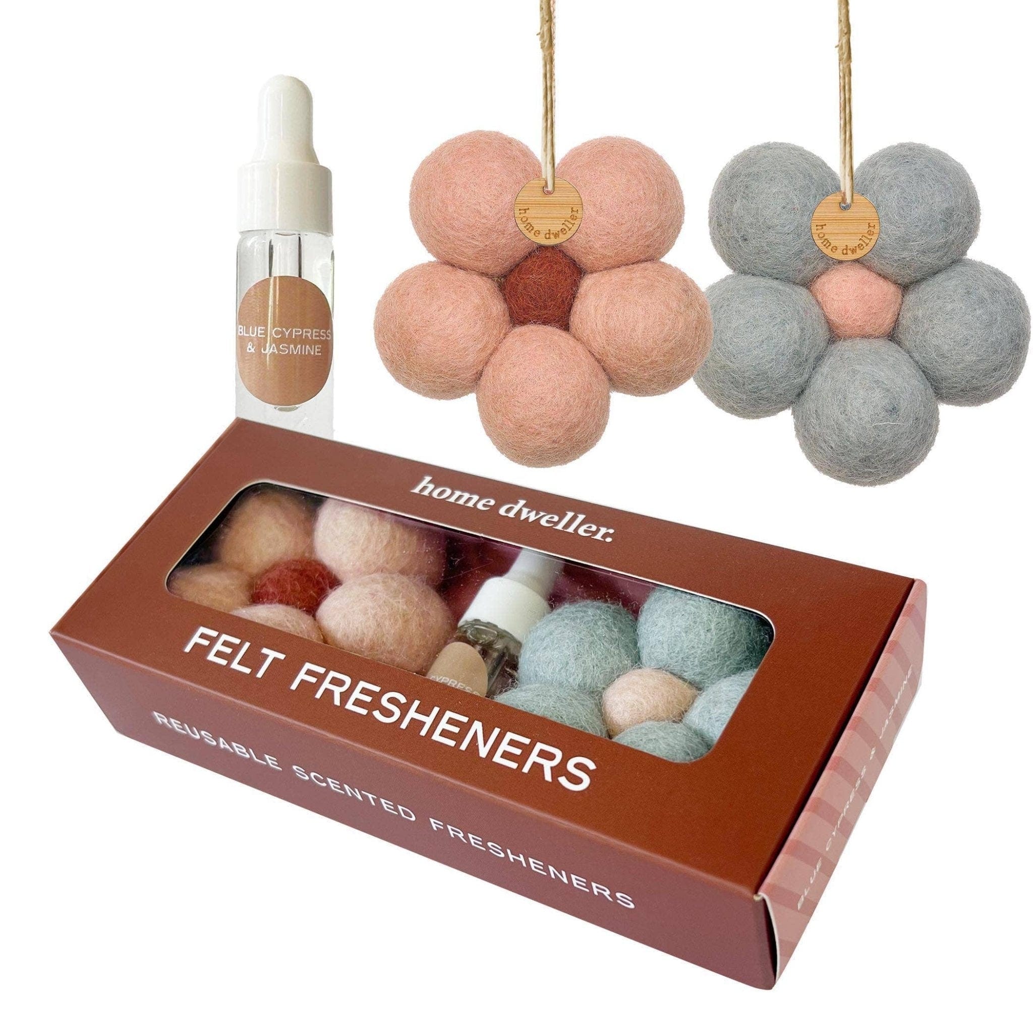 Home Dweller Homewares Felt Flower Fresheners - Blue Cypress & Jasmine