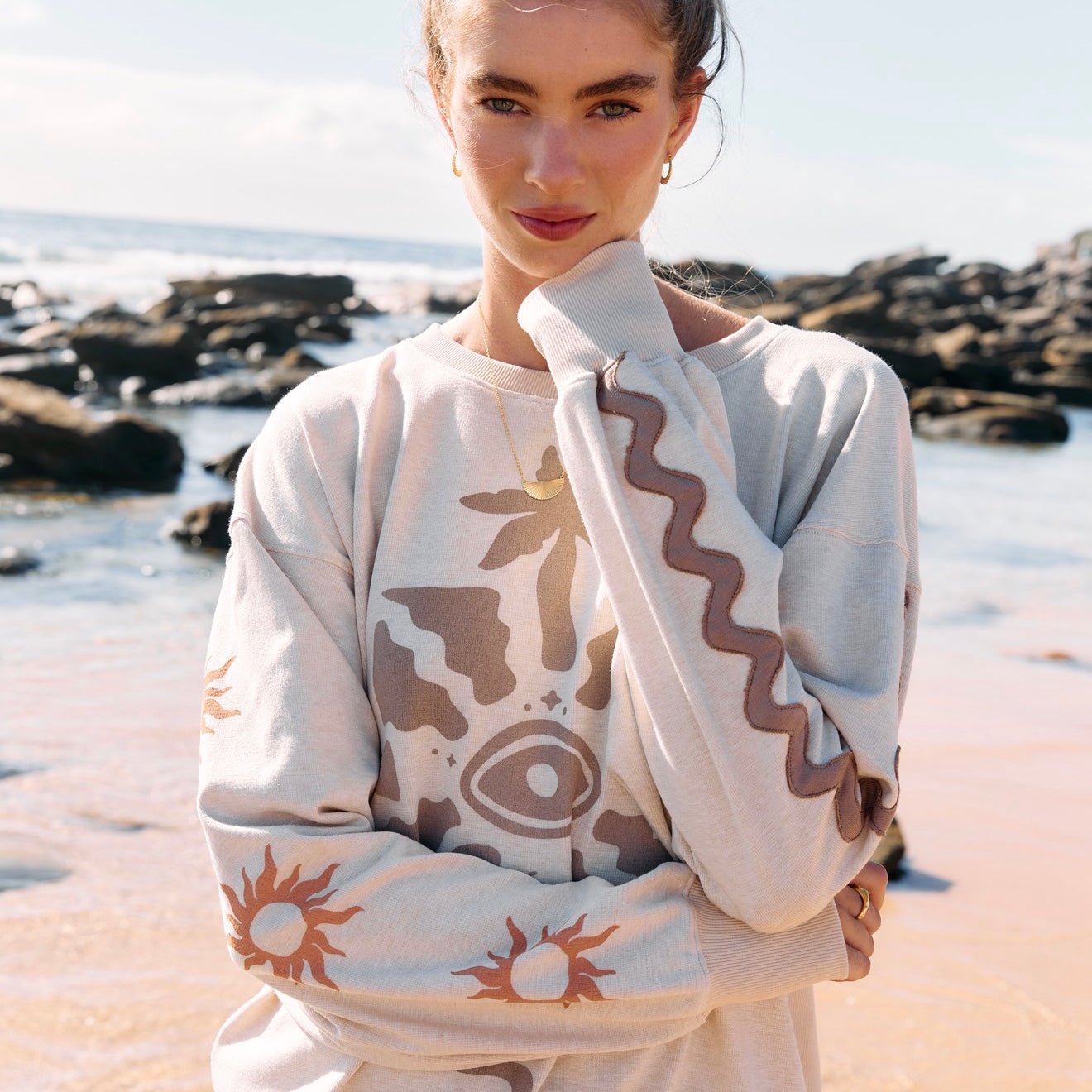 Buy Indigo and Wolfe - BONE SNAKE Sweater by Indigo and Wolfe - at Hamish + Grace