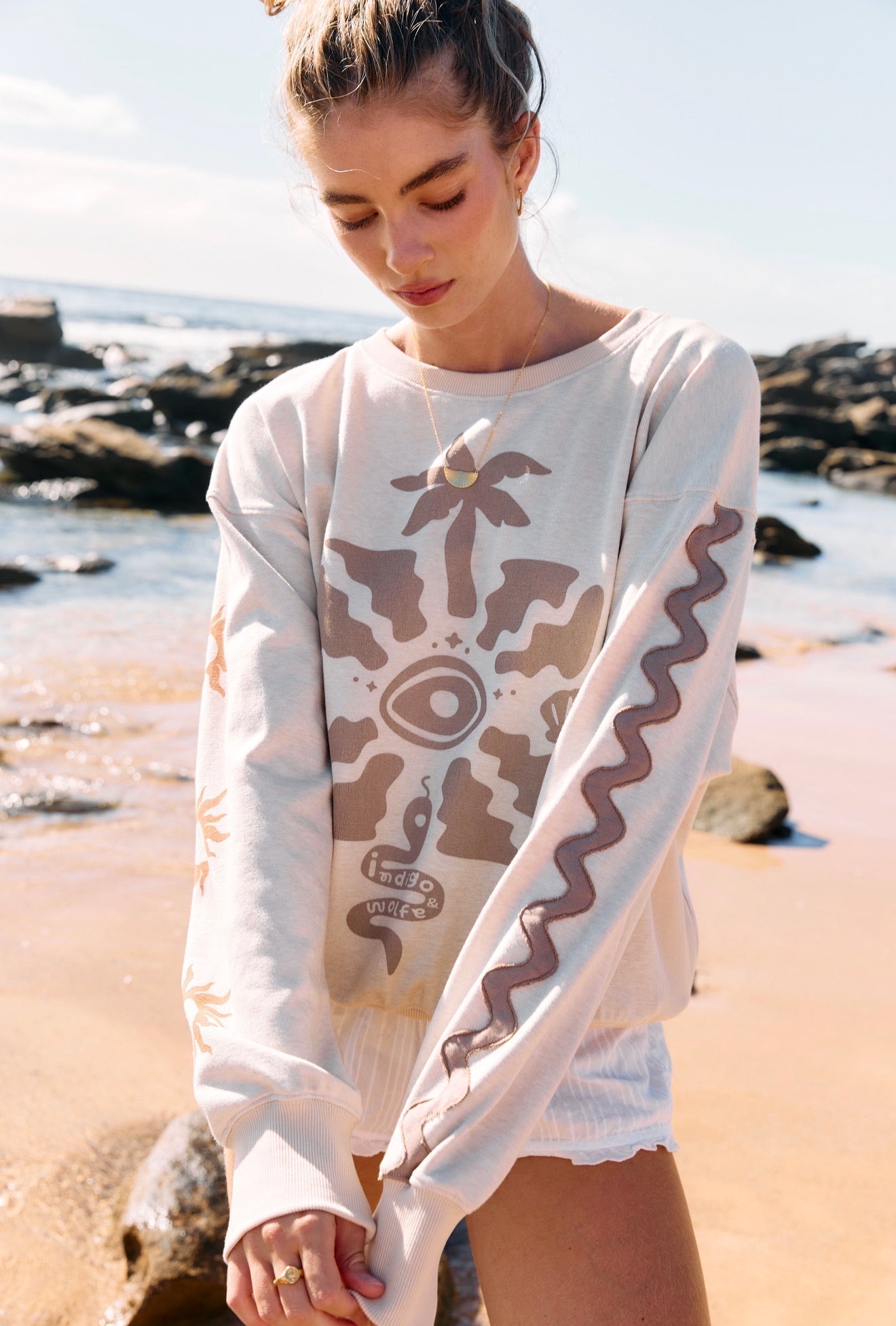 Buy Indigo and Wolfe - BONE SNAKE Sweater by Indigo and Wolfe - at Hamish + Grace