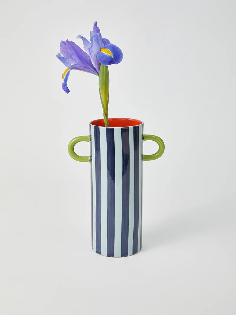 Buy Jones and Co - Griffe Blue Stripe Tall Vase by Jones & Co - at Hamish & Grace