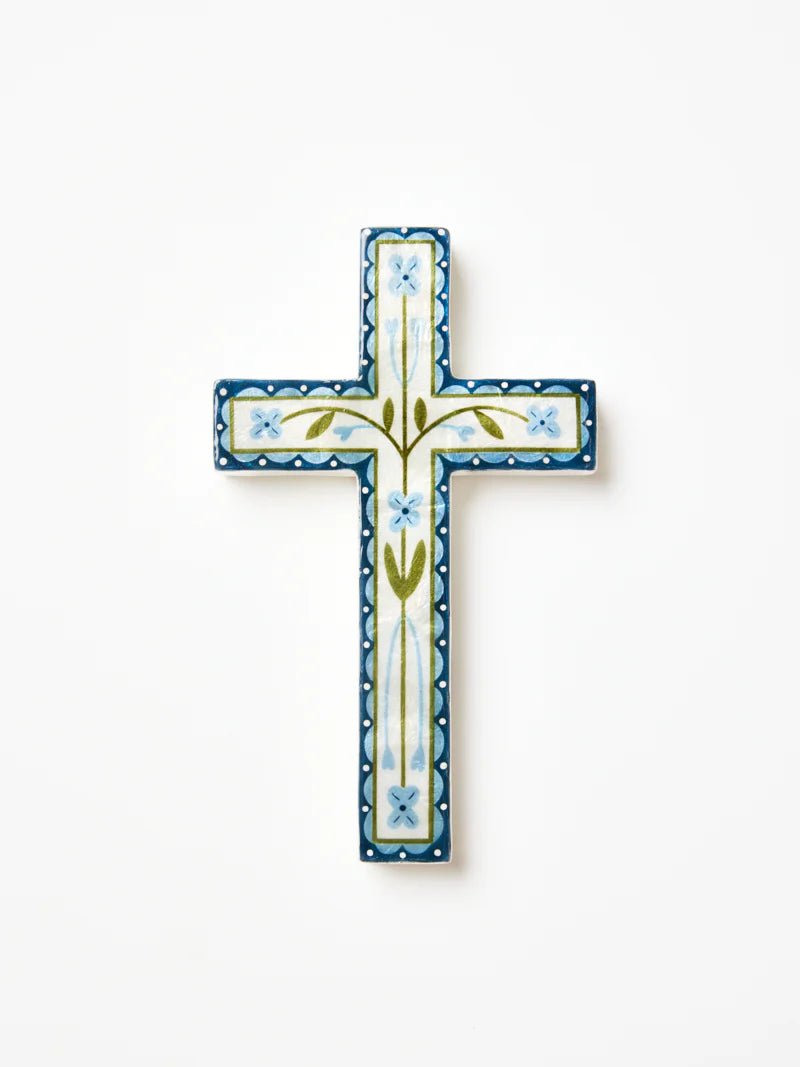 Buy Jones and Co - Samira Large Cross Blue Flower by Jones & Co - at Hamish + Grace