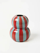 Buy Jones & Co - FONDA BURGUNDY PALE BLUE STRIPE VASE by Jones & Co - at Hamish + Grace