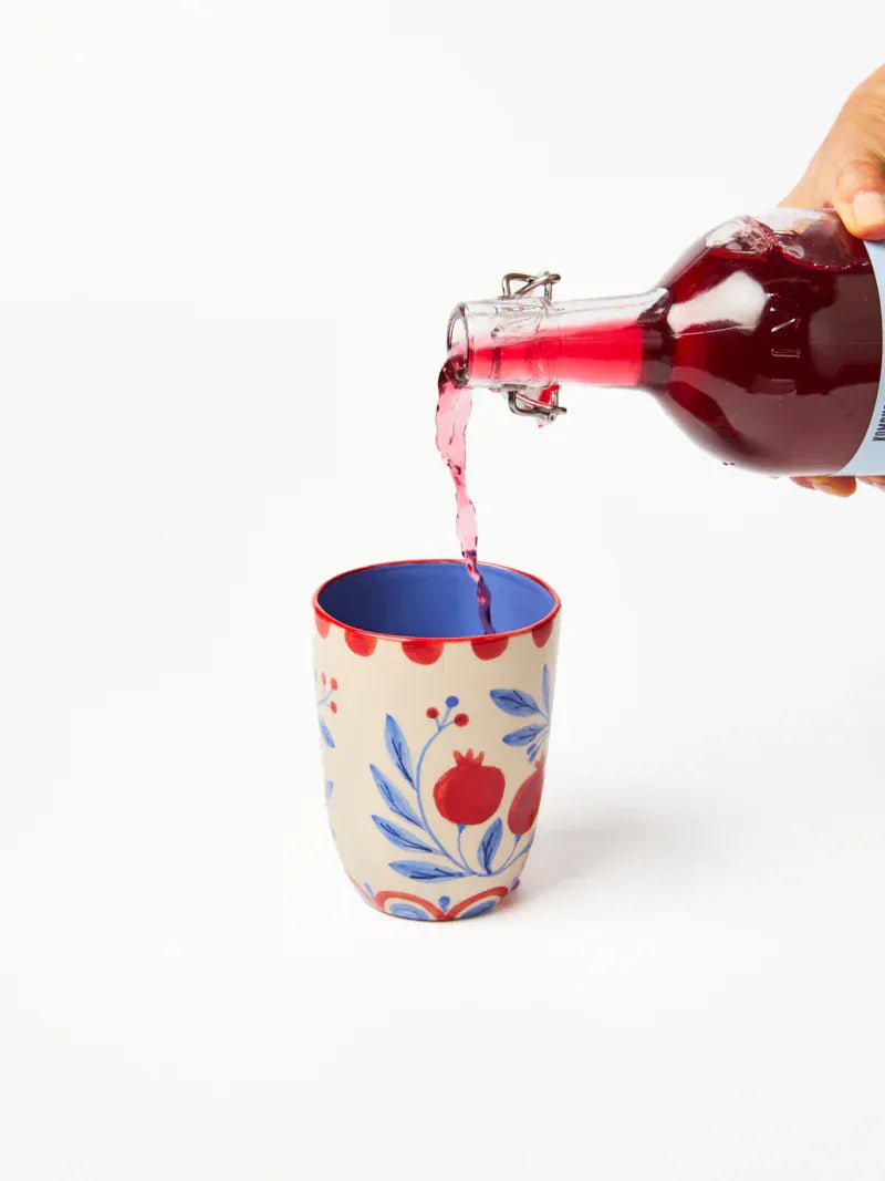 Buy Jones & Co Granada Cup Vine | Hand - Painted Ceramic Mug | Folk - Art Pomegranate Coffee & Tea Cup by Jones & Co - at Hamish + Grace