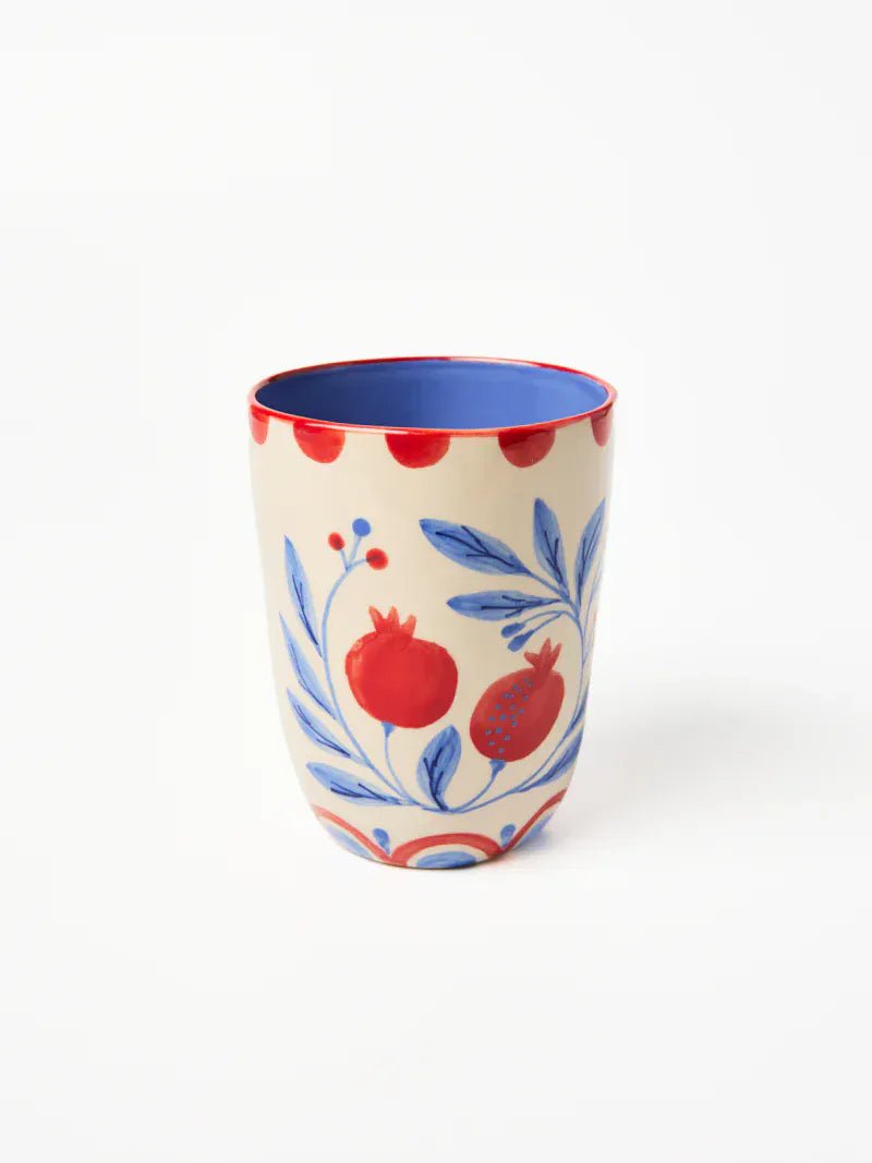 Buy Jones & Co Granada Cup Vine | Hand - Painted Ceramic Mug | Folk - Art Pomegranate Coffee & Tea Cup by Jones & Co - at Hamish + Grace