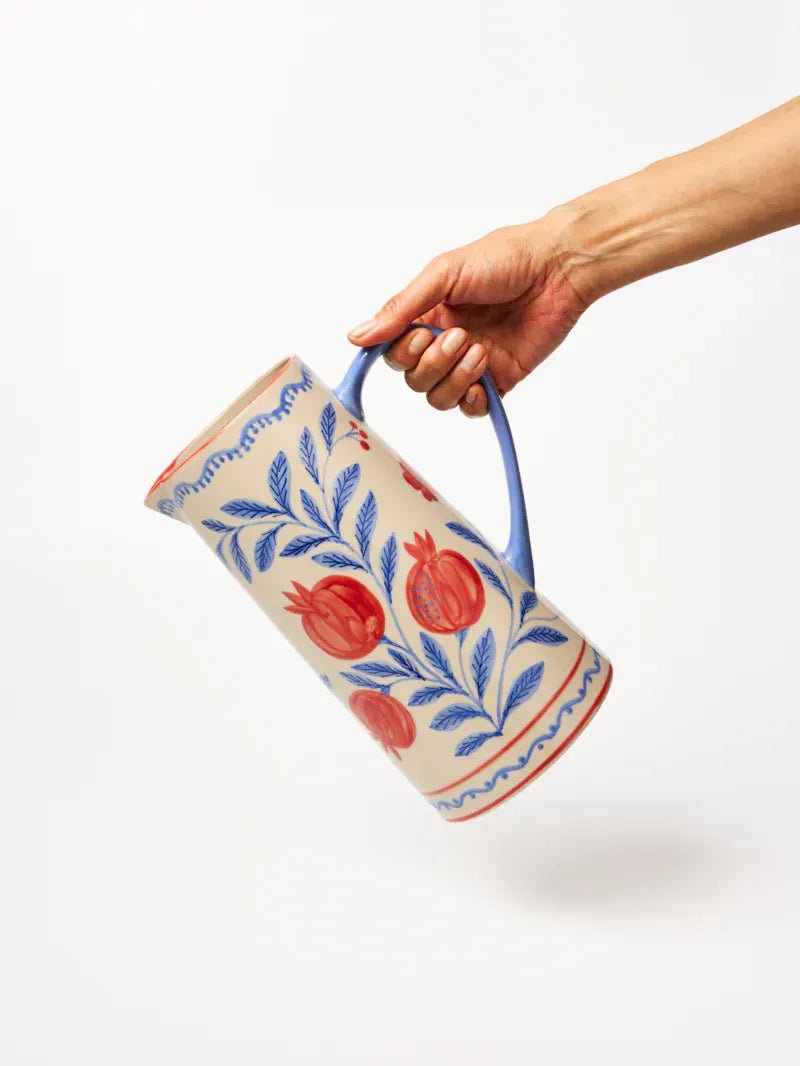 Buy Jones & Co Granada Jug | Hand - Painted Ceramic Pitcher | Pomegranate Vase & Entertaining Jug by Jones & Co - at Hamish + Grace