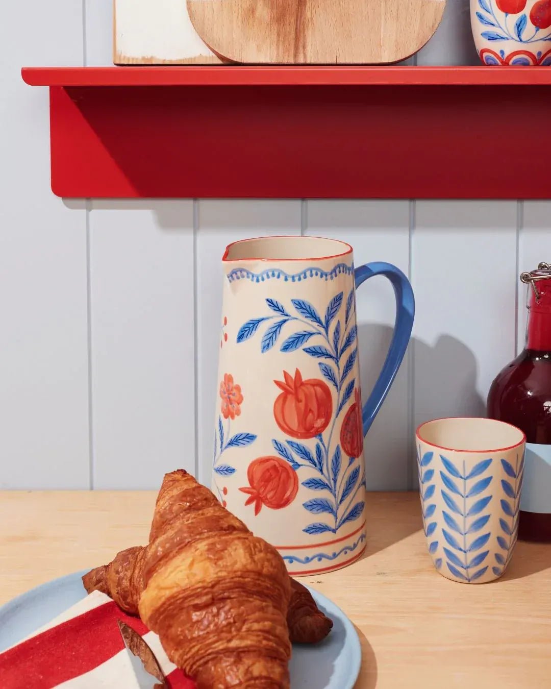 Buy Jones & Co Granada Jug | Hand - Painted Ceramic Pitcher | Pomegranate Vase & Entertaining Jug by Jones & Co - at Hamish + Grace