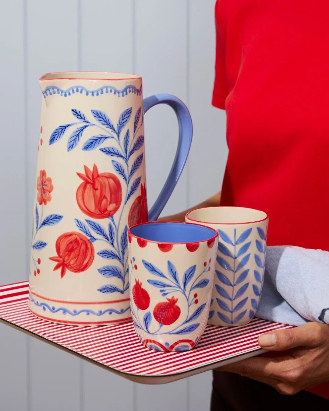 Buy Jones & Co Granada Jug | Hand - Painted Ceramic Pitcher | Pomegranate Vase & Entertaining Jug by Jones & Co - at Hamish + Grace
