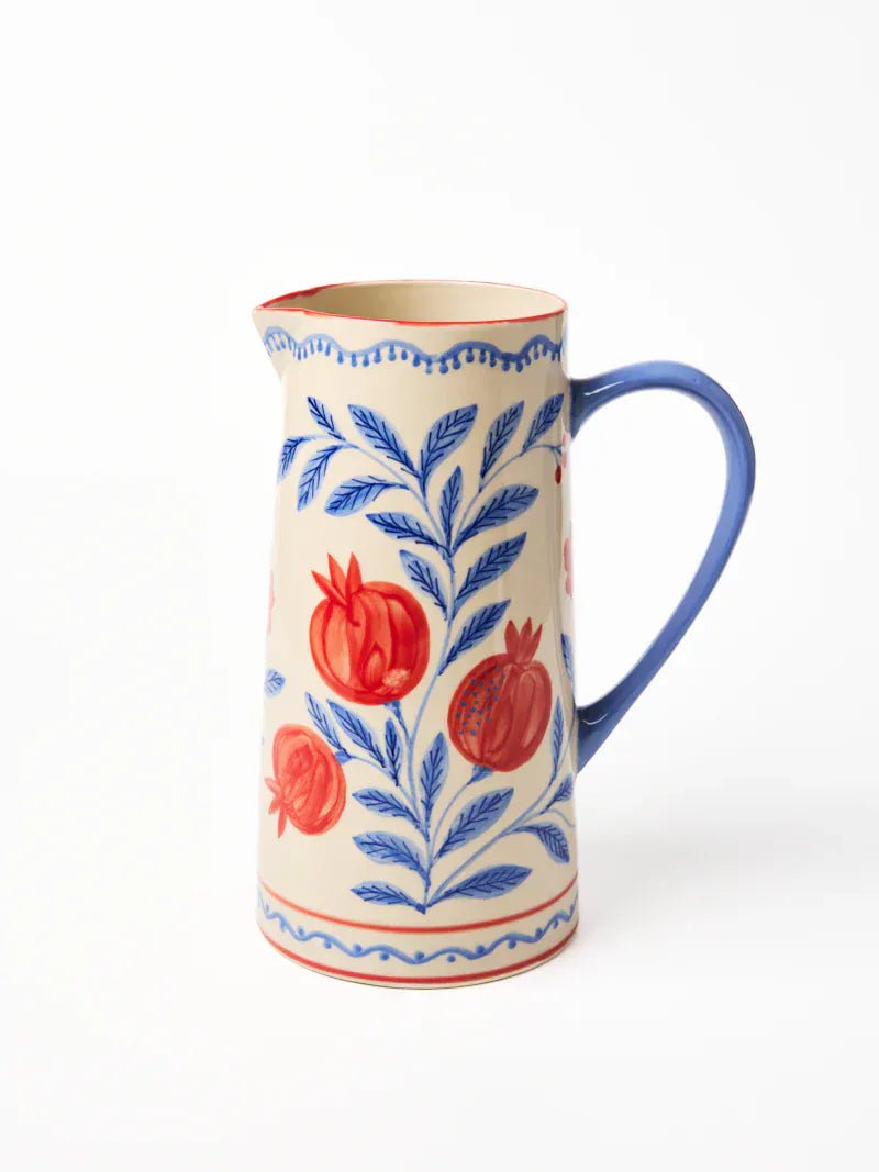 Buy Jones & Co Granada Jug | Hand - Painted Ceramic Pitcher | Pomegranate Vase & Entertaining Jug by Jones & Co - at Hamish + Grace