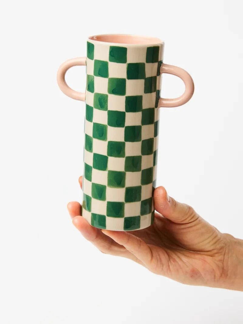 Buy Jones & Co - GRIFFE GREEN CHECK BUD VASE by Jones & Co - at Hamish + Grace
