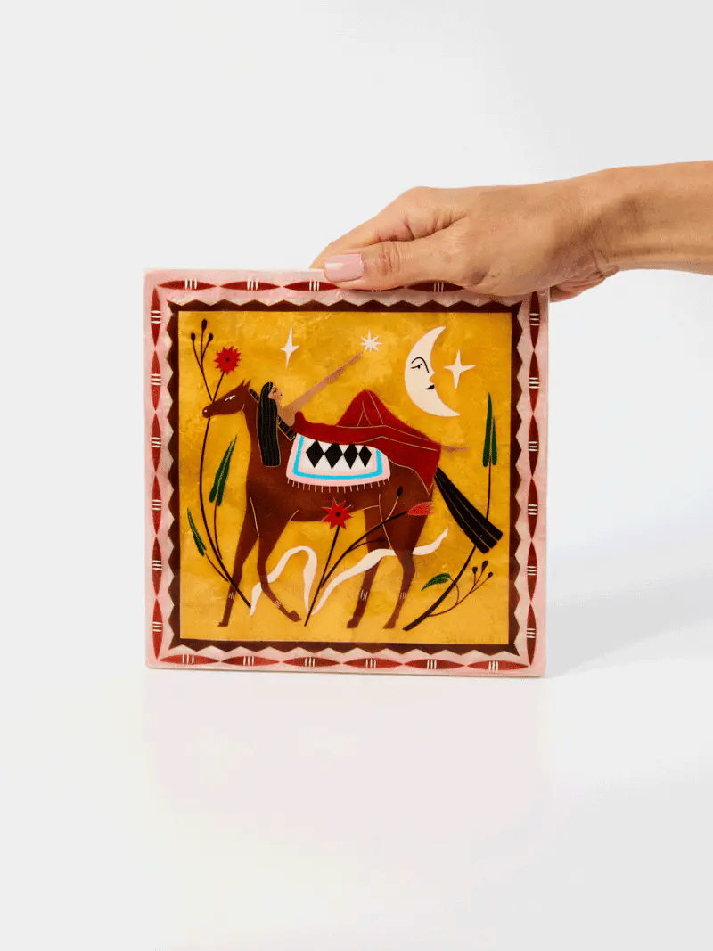 Jones & Co Homeware Jones and Co -  FABLE HORSEBACK PINK SQUARE