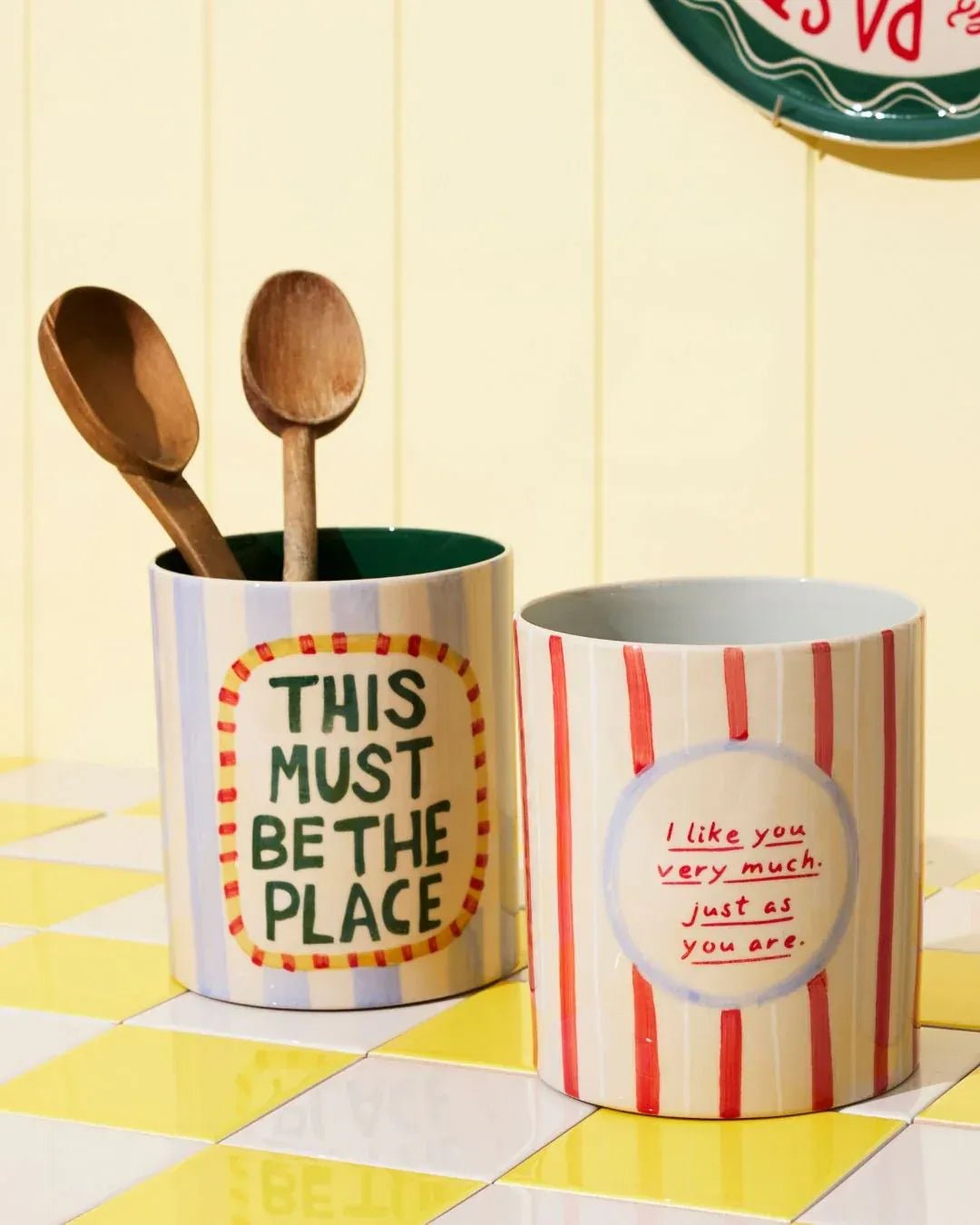 Buy Jones & Co | Love Notes Holdall Vase – Be The Place | Hand - Painted Ceramic Storage Jar | Utensil Holder & Flower Vase by Jones & Co - at Hamish + Grace