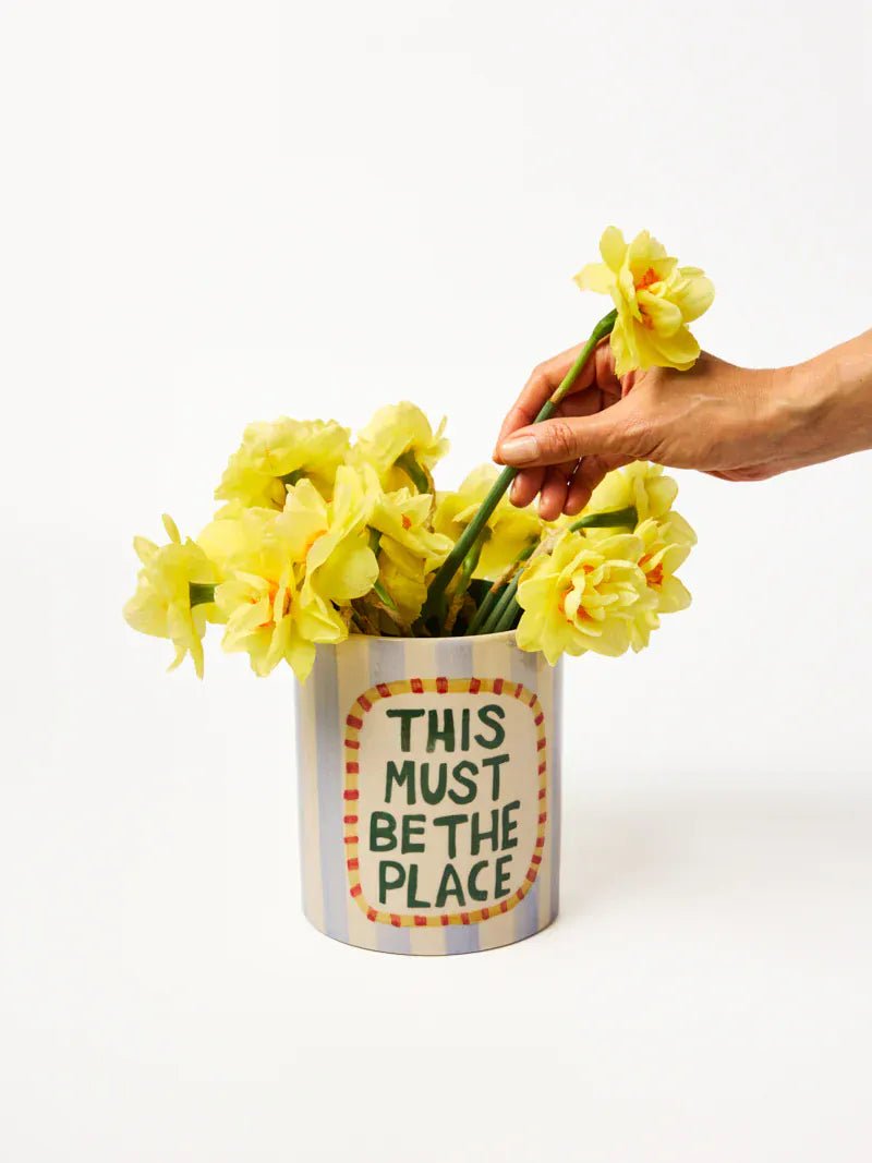 Buy Jones & Co | Love Notes Holdall Vase – Be The Place | Hand - Painted Ceramic Storage Jar | Utensil Holder & Flower Vase by Jones & Co - at Hamish + Grace