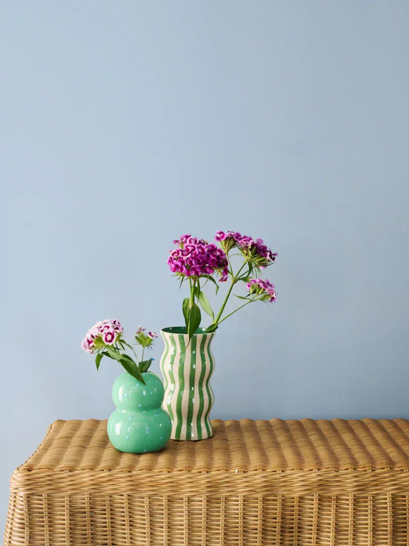 Buy Jones & Co - PALMA GREEN STRIPE VASE by Jones & Co - at Hamish + Grace