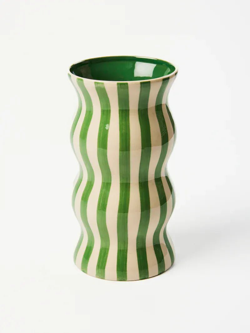 Buy Jones & Co - PALMA GREEN STRIPE VASE by Jones & Co - at Hamish + Grace