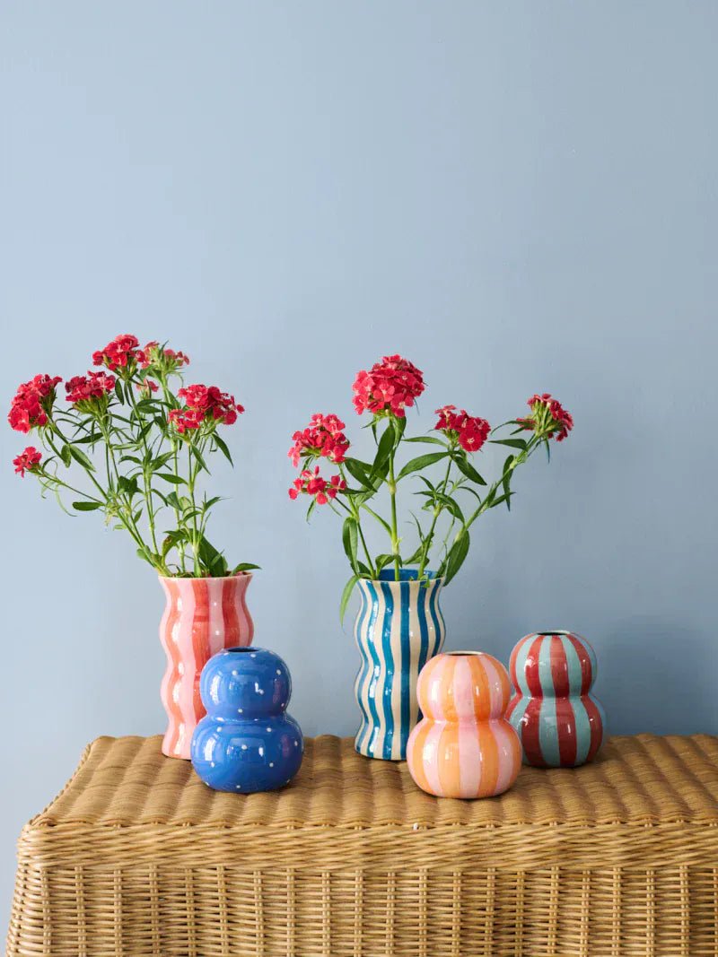 Buy Jones & Co - PALMA RED PINK STRIPE VASE by Jones & Co - at Hamish + Grace