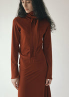 Buy Juniper Theory - Draped Tie Collar Jersey Maxi Dress by Juniper Theory - at Hamish + Grace