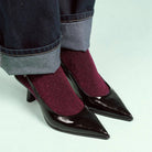 Buy KLUE Glitter Lurex socks in eco - friendly Lyocell | Burgundy wine: 36 - 40 by KLUE - at Hamish + Grace