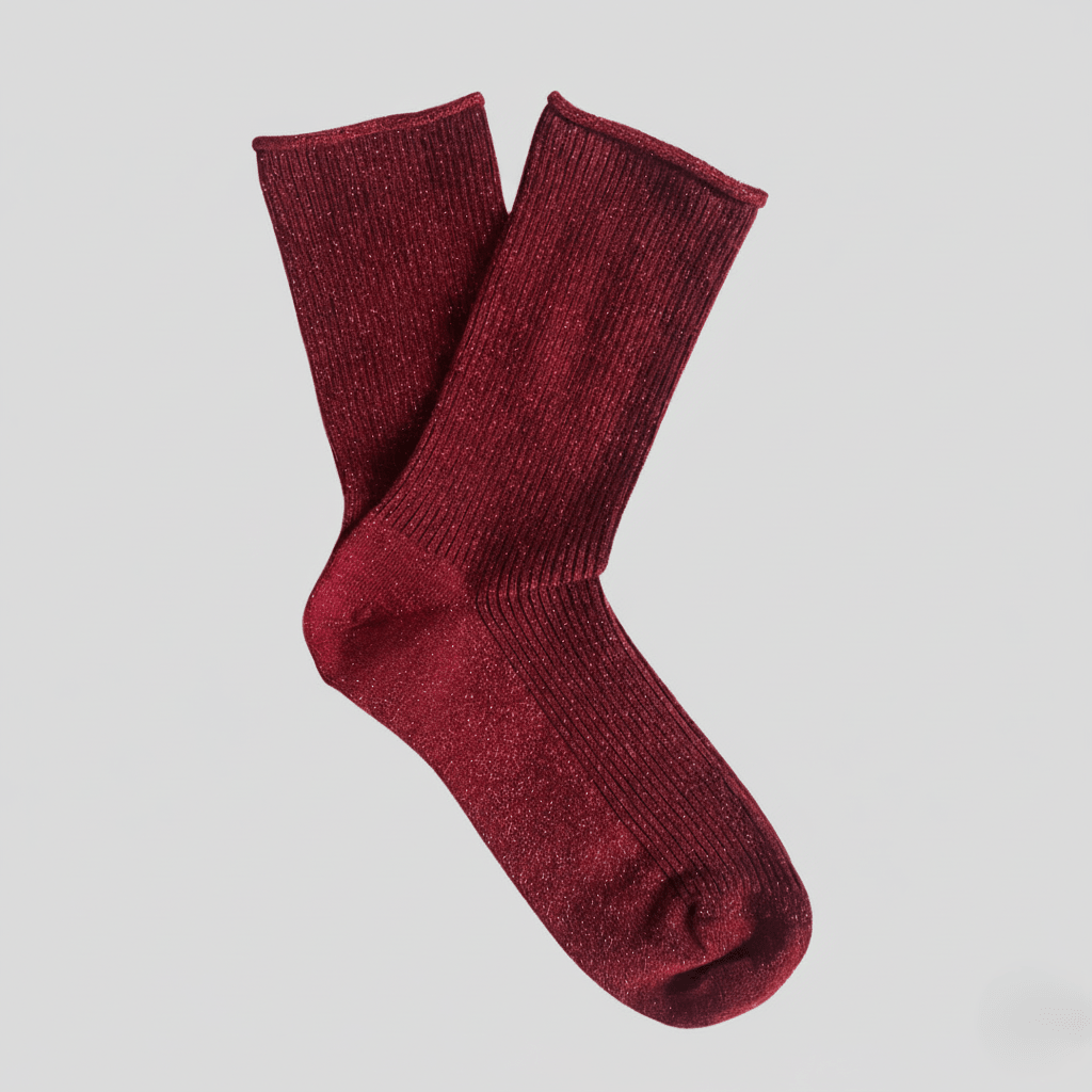 Buy KLUE Glitter Lurex socks in eco - friendly Lyocell | Cherry: 36 - 40 by KLUE - at Hamish + Grace
