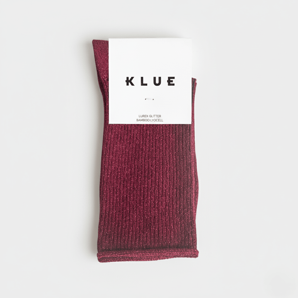 Buy KLUE Glitter Lurex socks in eco - friendly Lyocell | Cherry: 36 - 40 by KLUE - at Hamish + Grace