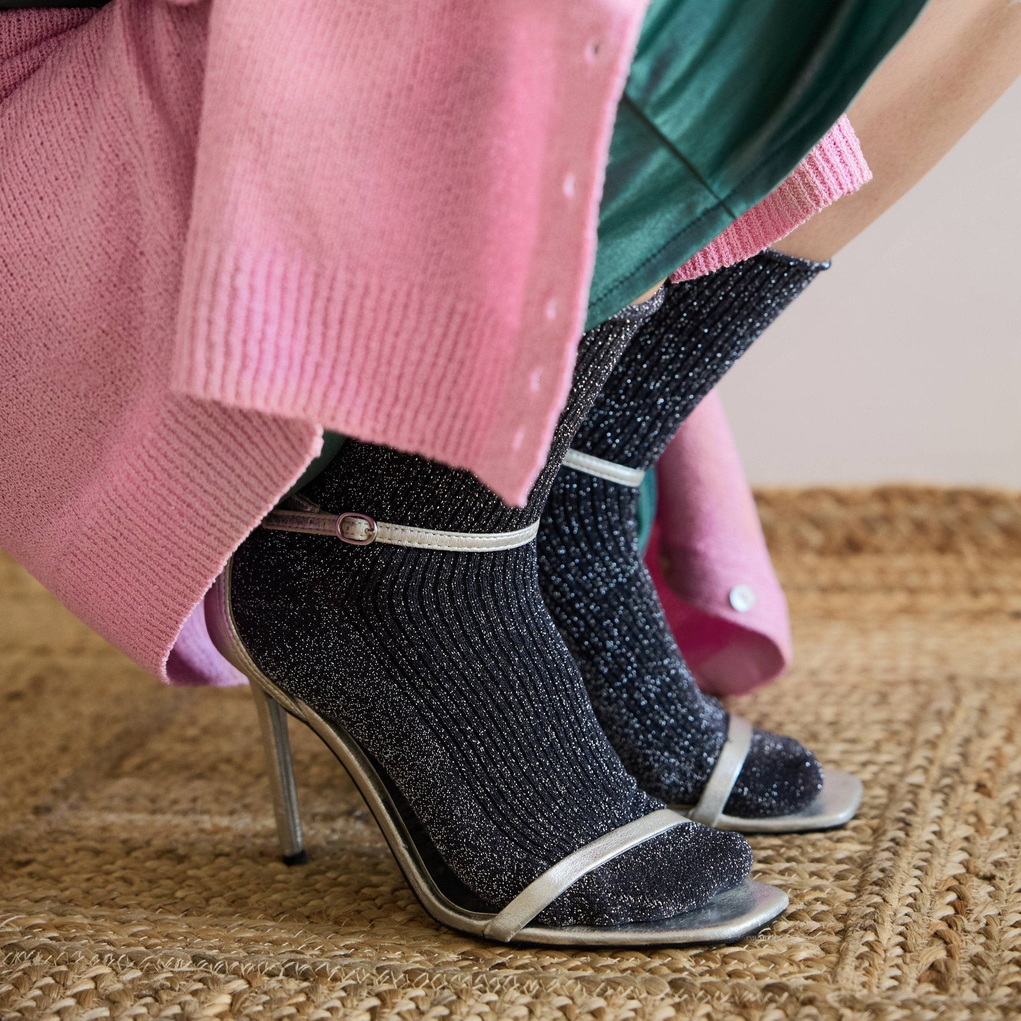 Buy KLUE Glitter Lurex socks in eco - friendly Lyocell | Grey: 36 - 40 by KLUE - at Hamish + Grace