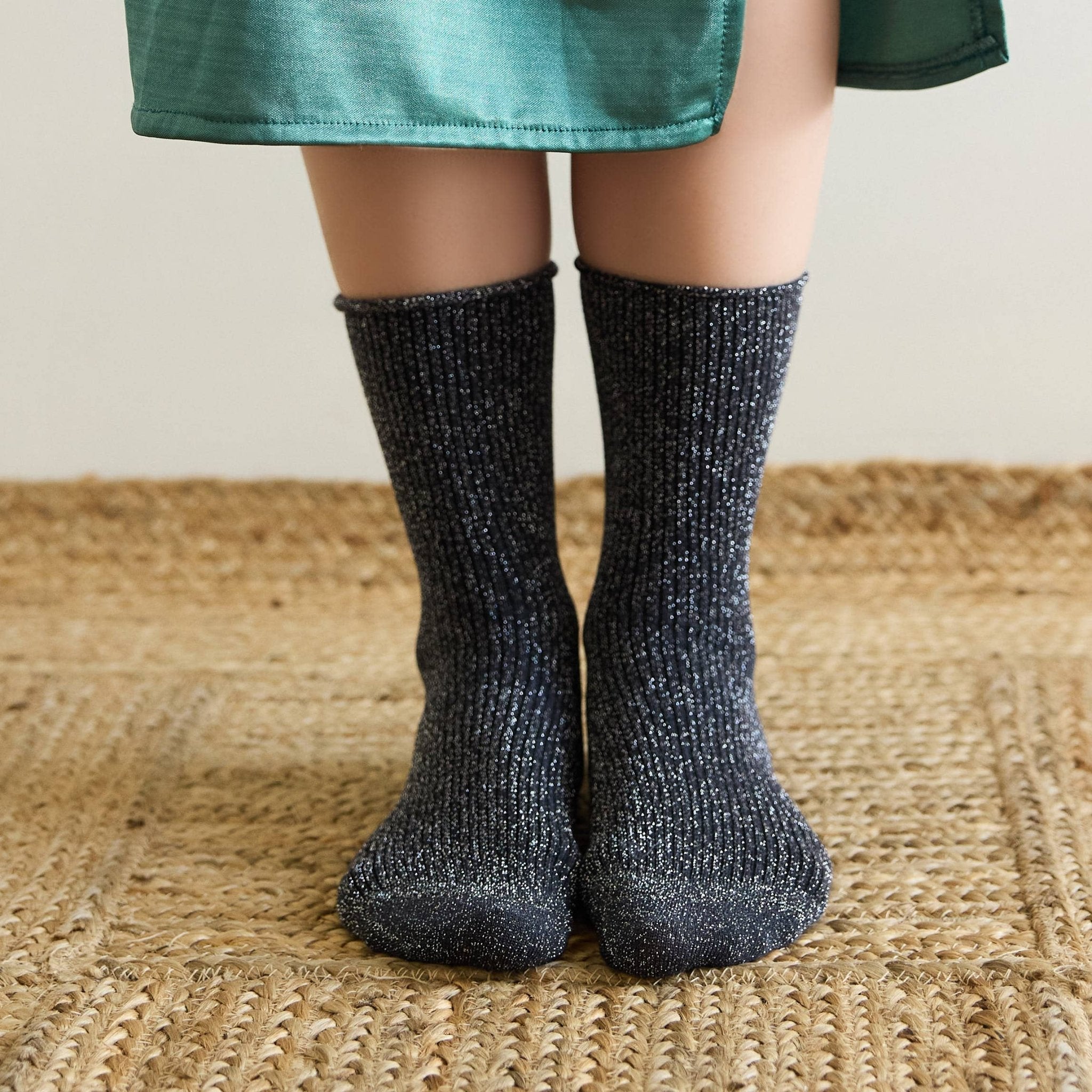 Buy KLUE Glitter Lurex socks in eco - friendly Lyocell | Grey: 36 - 40 by KLUE - at Hamish + Grace
