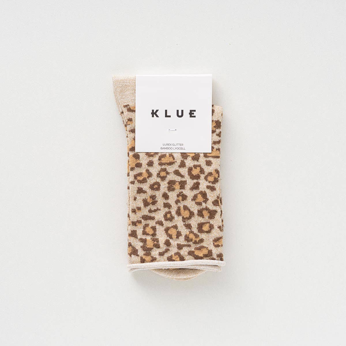 Buy KLUE Glitter Lurex socks in eco - friendly Lyocell | Leopard beige: 36 - 40 by KLUE - at Hamish + Grace