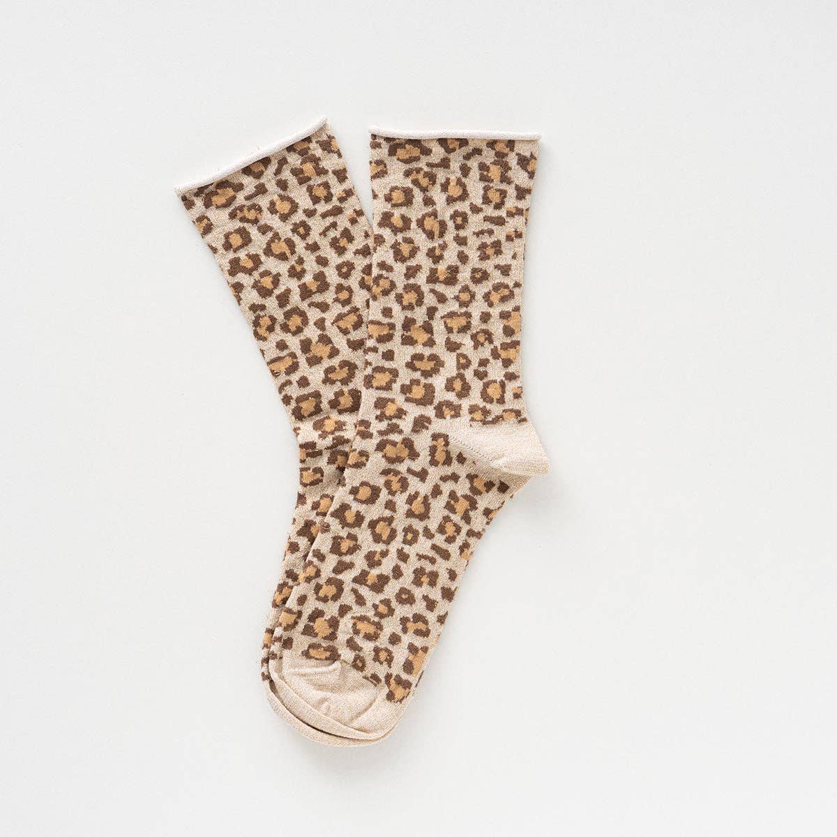Buy KLUE Glitter Lurex socks in eco - friendly Lyocell | Leopard beige: 36 - 40 by KLUE - at Hamish + Grace