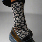 Buy KLUE Glitter Lurex socks in eco - friendly Lyocell | Leopard black: 36 - 40 by KLUE - at Hamish + Grace