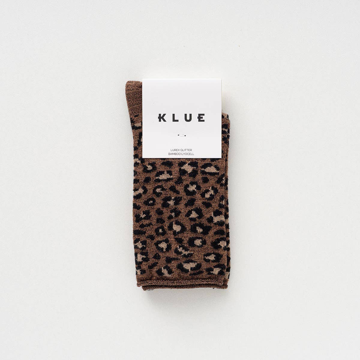 Buy KLUE Glitter Lurex socks in eco - friendly Lyocell | Leopard brown: 36 - 40 by KLUE - at Hamish + Grace