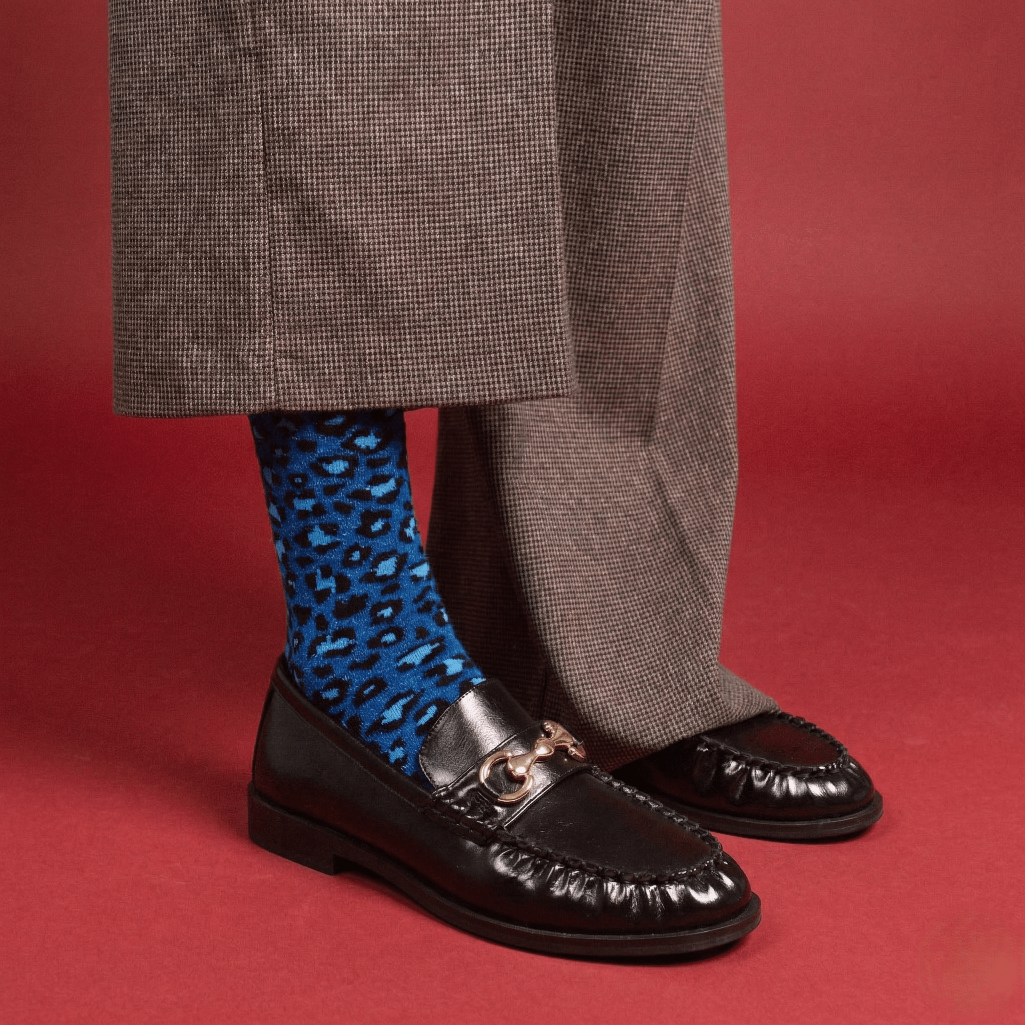 Buy KLUE Glitter Lurex socks in eco - friendly Lyocell | Leopard night blue: 36 - 40 by KLUE - at Hamish + Grace