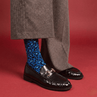 Buy KLUE Glitter Lurex socks in eco - friendly Lyocell | Leopard night blue: 36 - 40 by KLUE - at Hamish + Grace