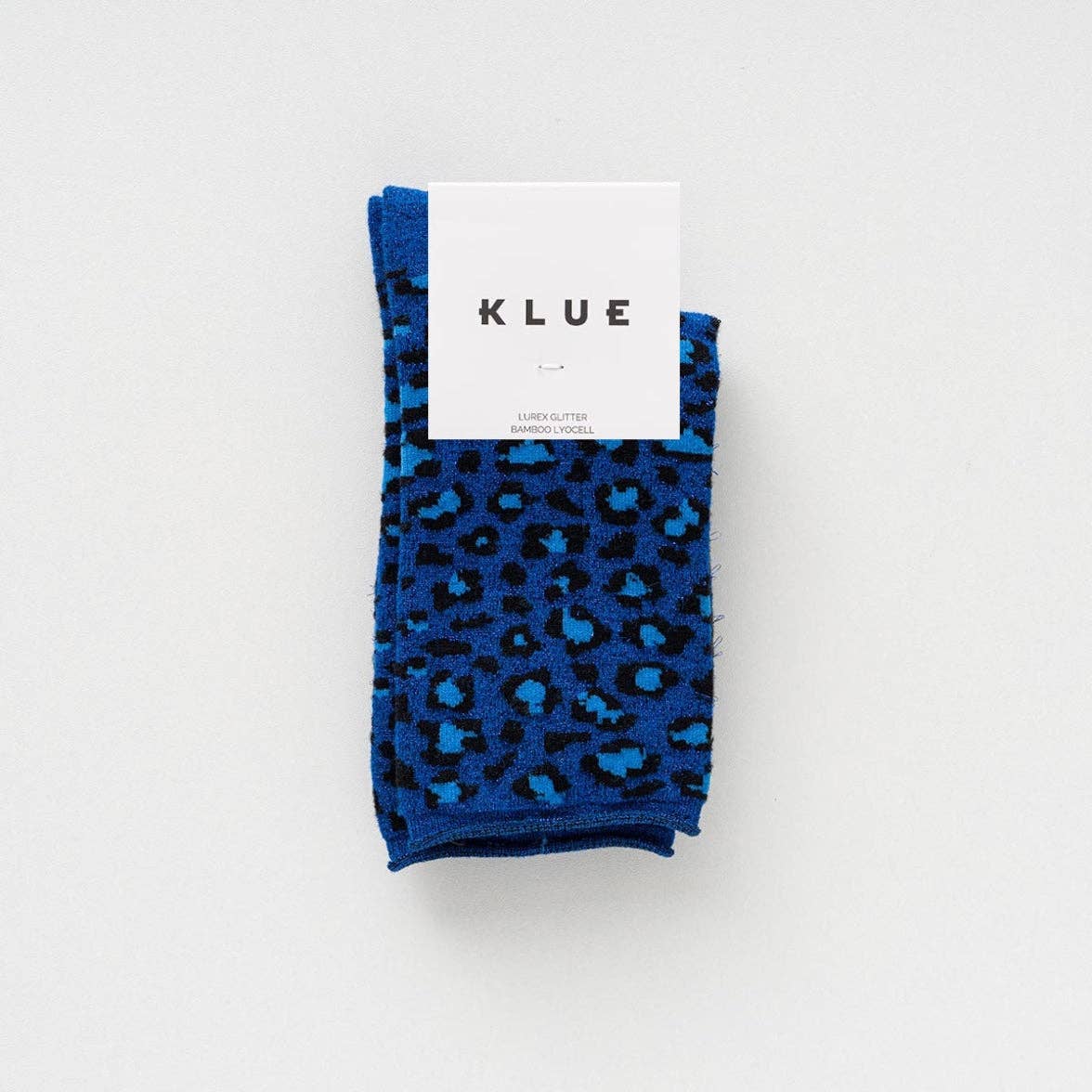 Buy KLUE Glitter Lurex socks in eco - friendly Lyocell | Leopard night blue: 36 - 40 by KLUE - at Hamish + Grace